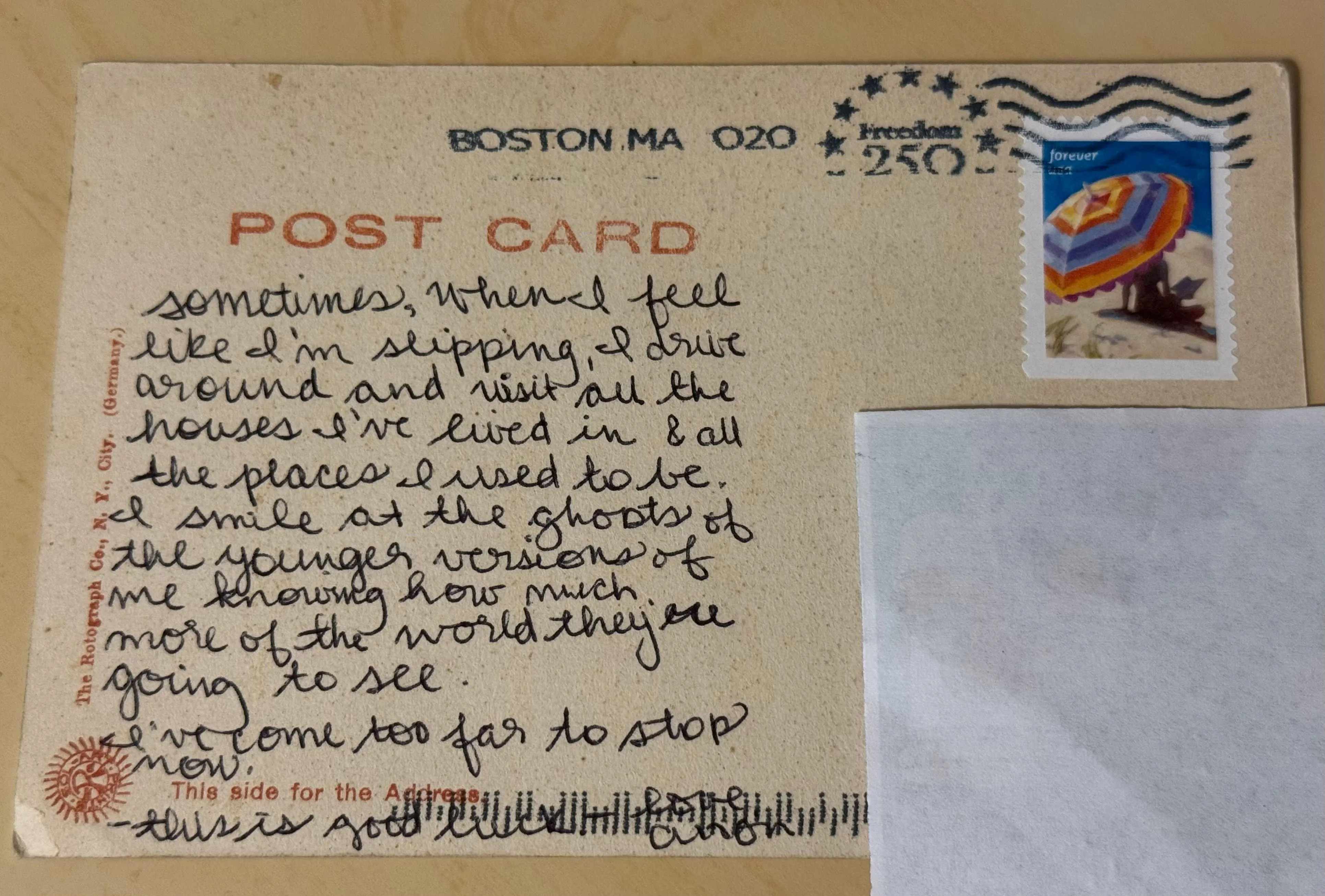 Reverse of postcard #120, recipient details redacted