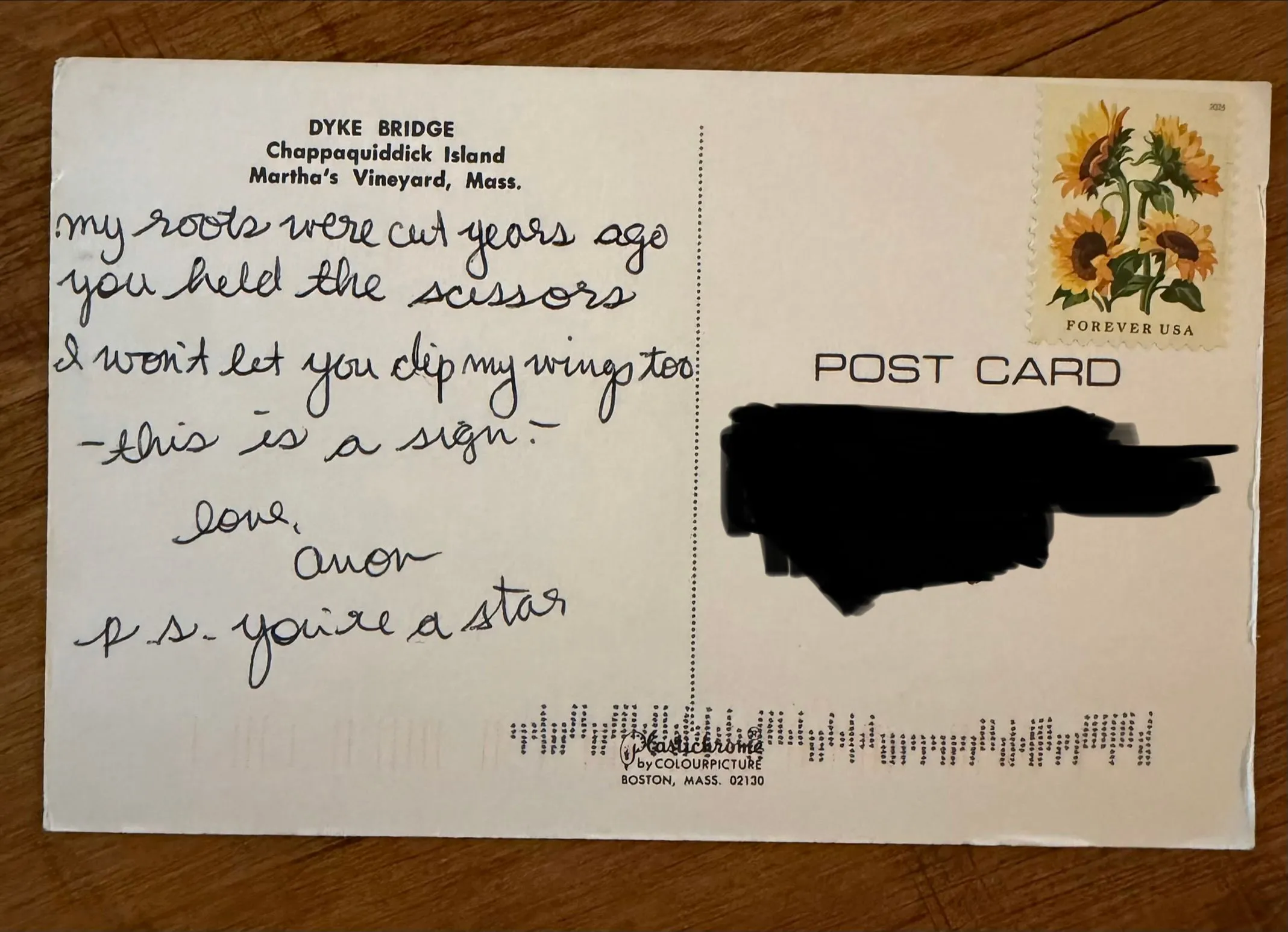 Reverse of postcard #135, recipient details redacted