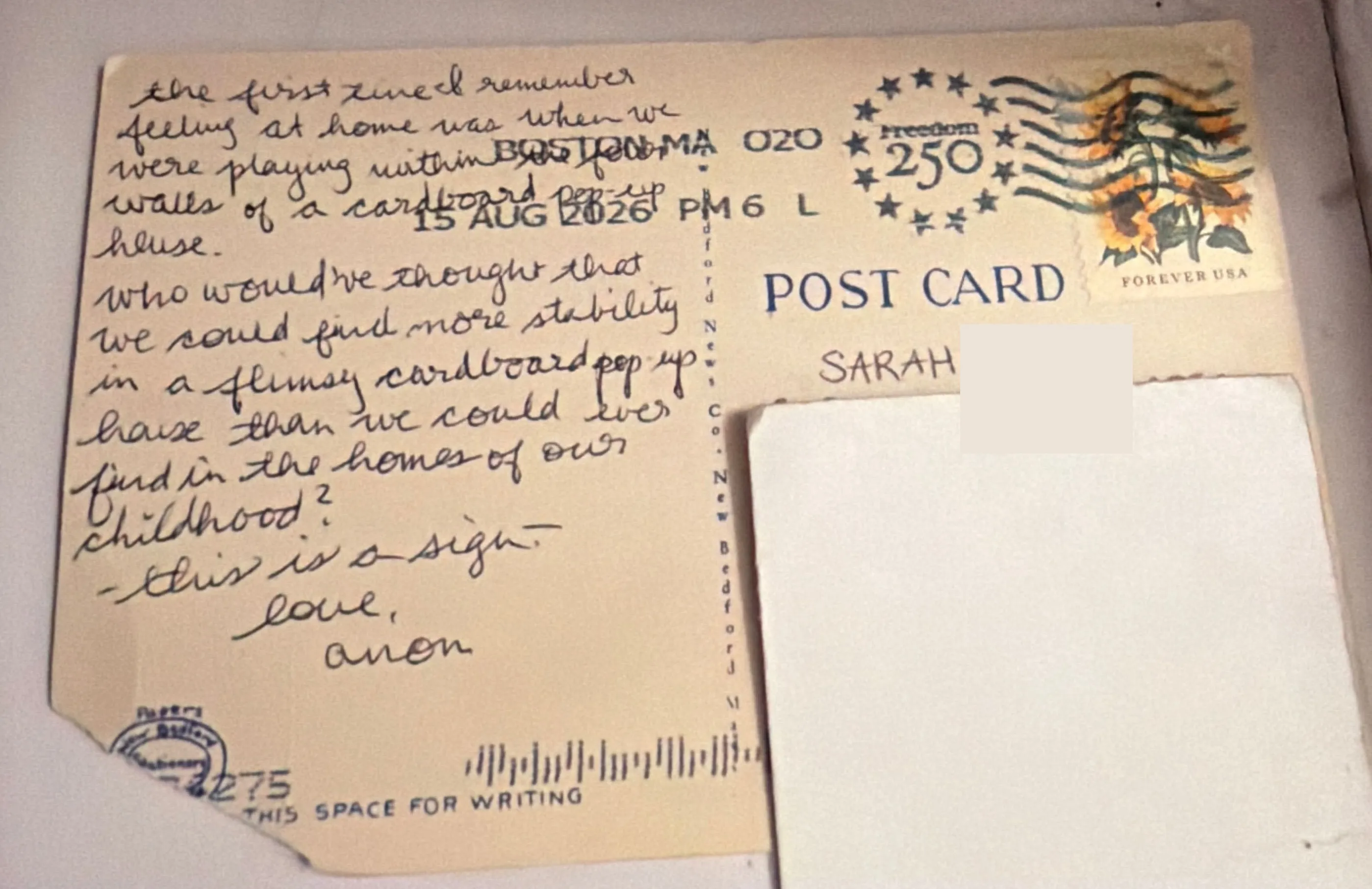 Reverse of postcard #141, recipient details redacted