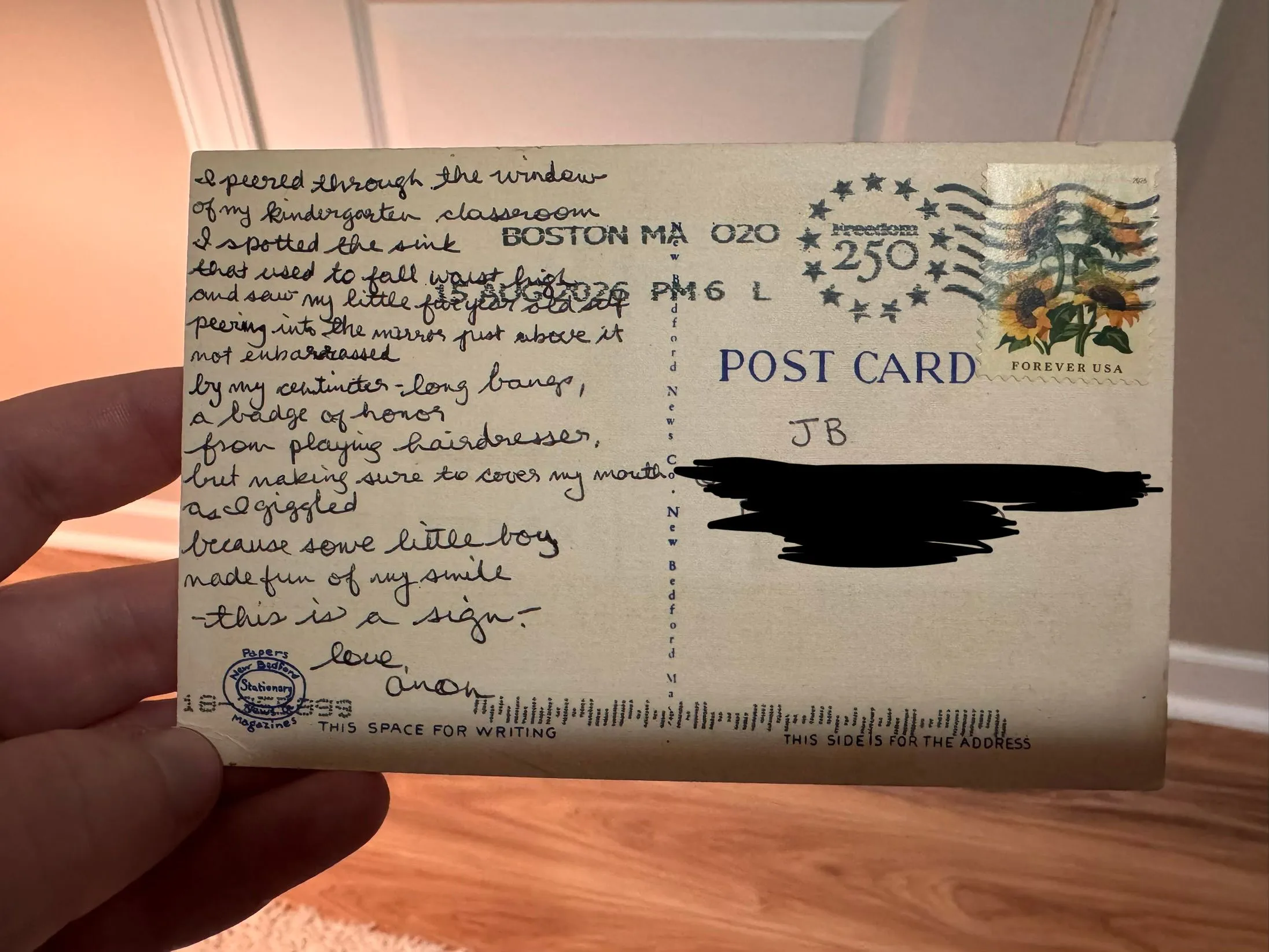 Reverse of postcard #143, recipient details redacted