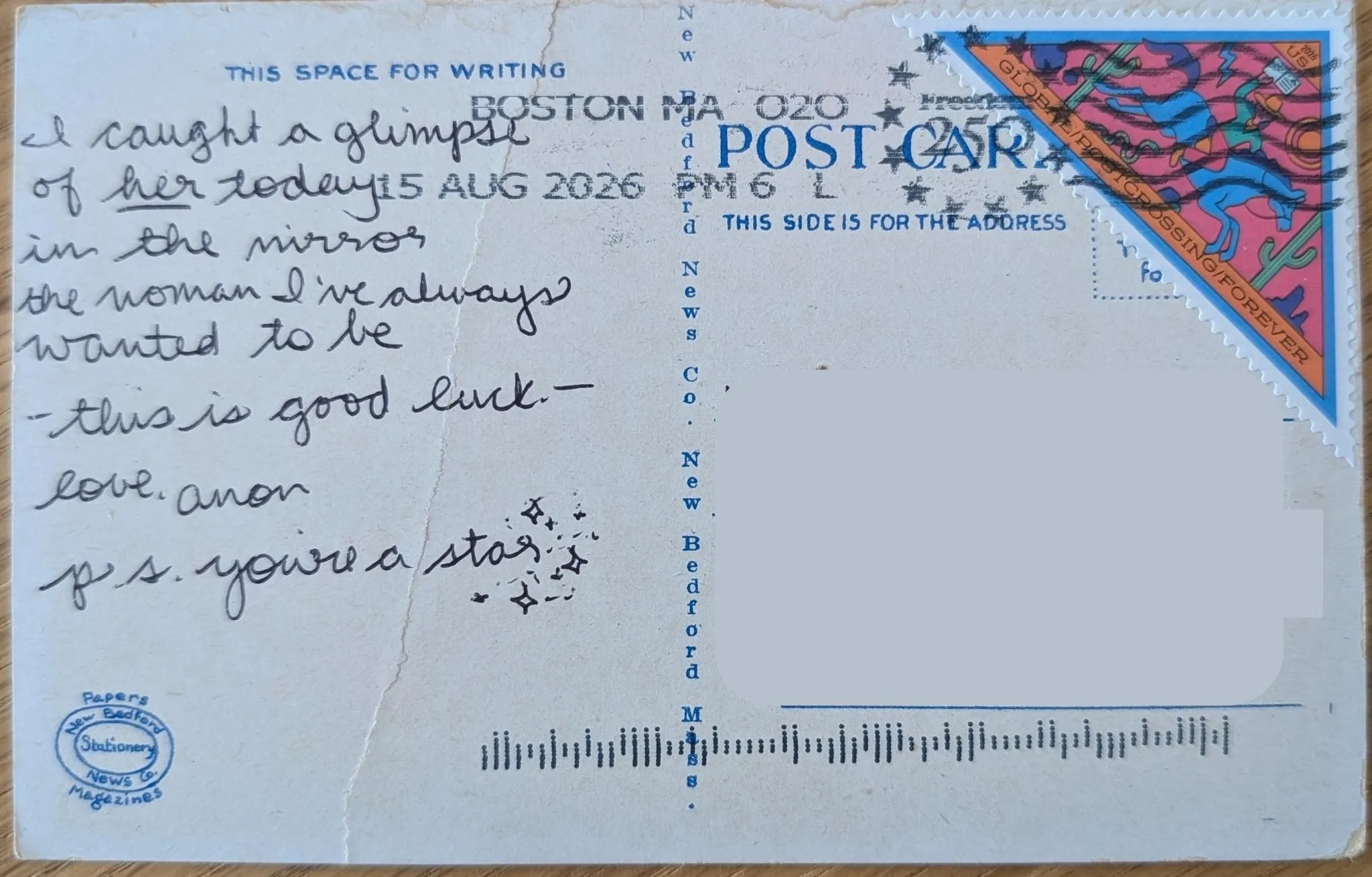 Reverse of postcard #145, recipient details redacted