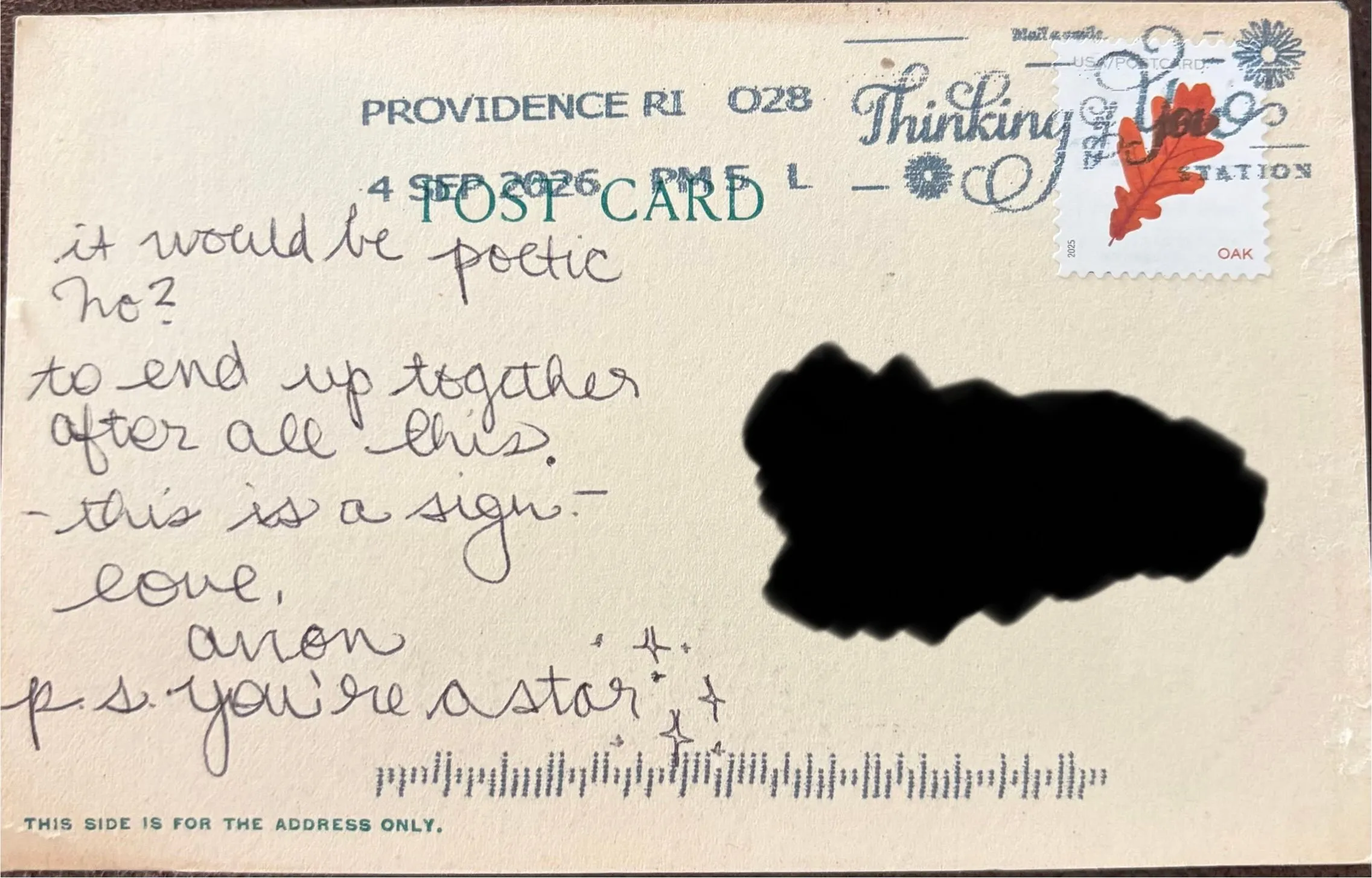 Reverse of postcard #173, recipient details redacted