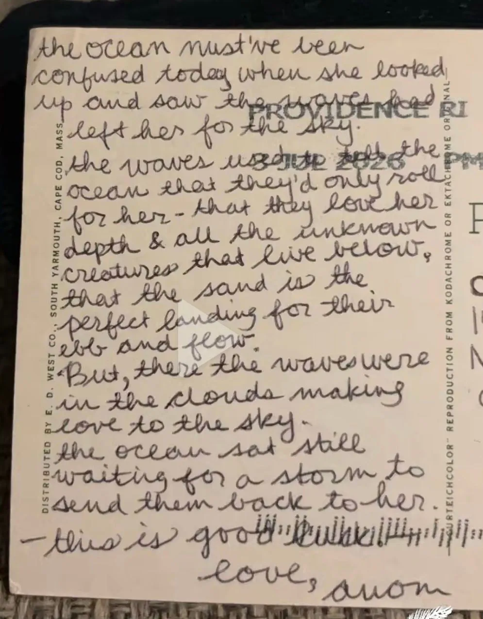 Reverse of postcard #27, recipient details redacted