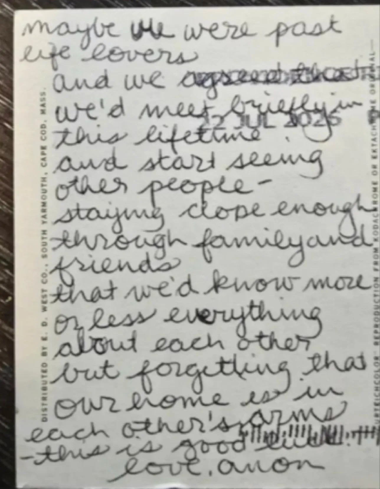 Reverse of postcard #41, recipient details redacted