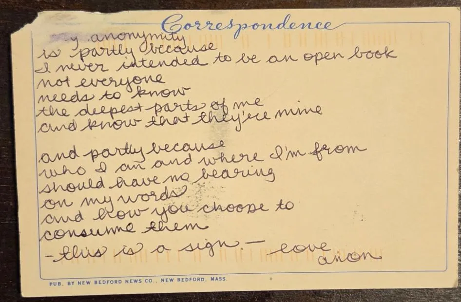Reverse of postcard #47, recipient details redacted