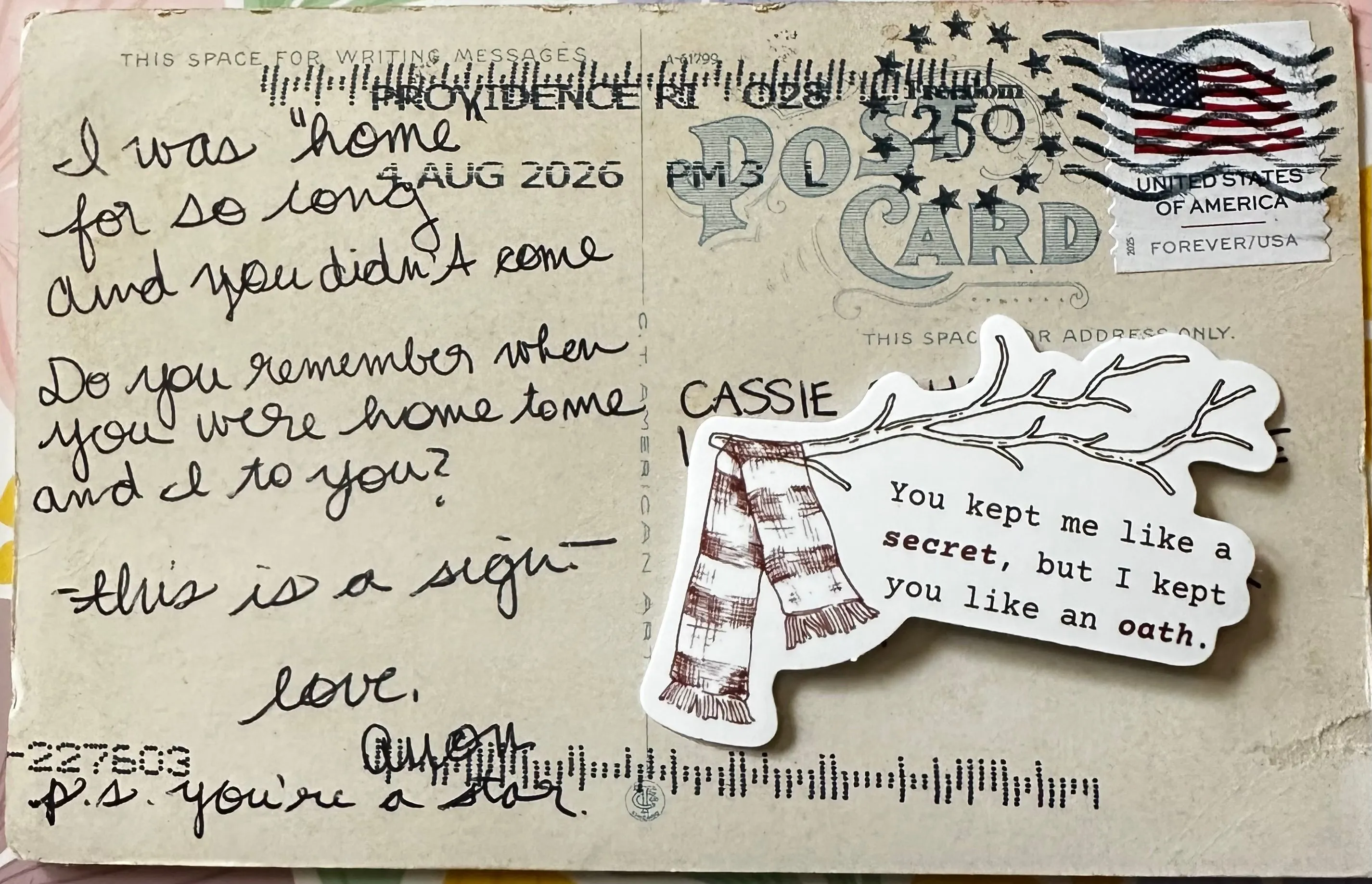 Reverse of postcard #49, recipient details redacted