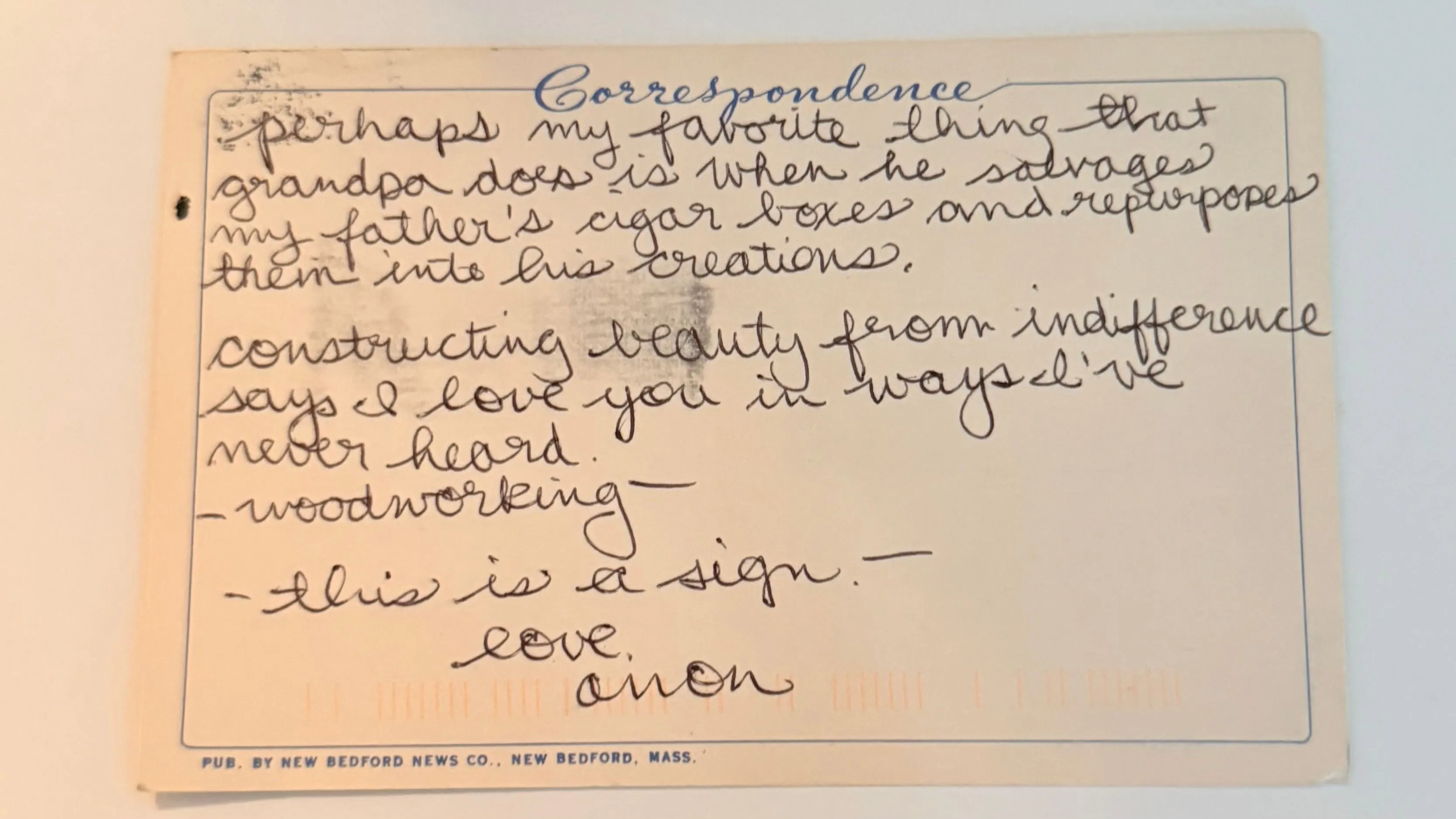 Reverse of postcard #51, recipient details redacted