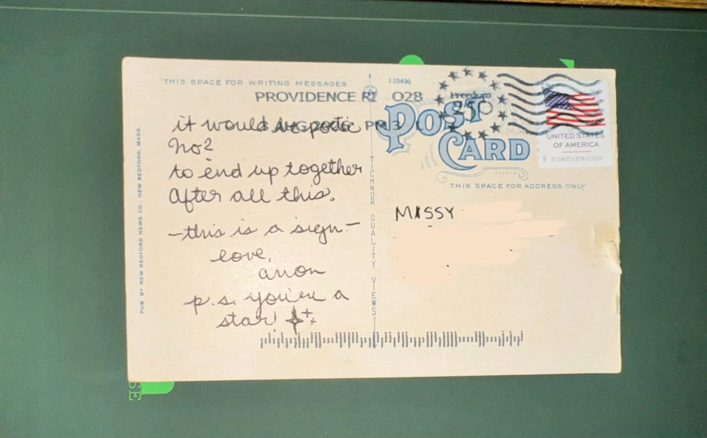 Reverse of postcard #66, recipient details redacted
