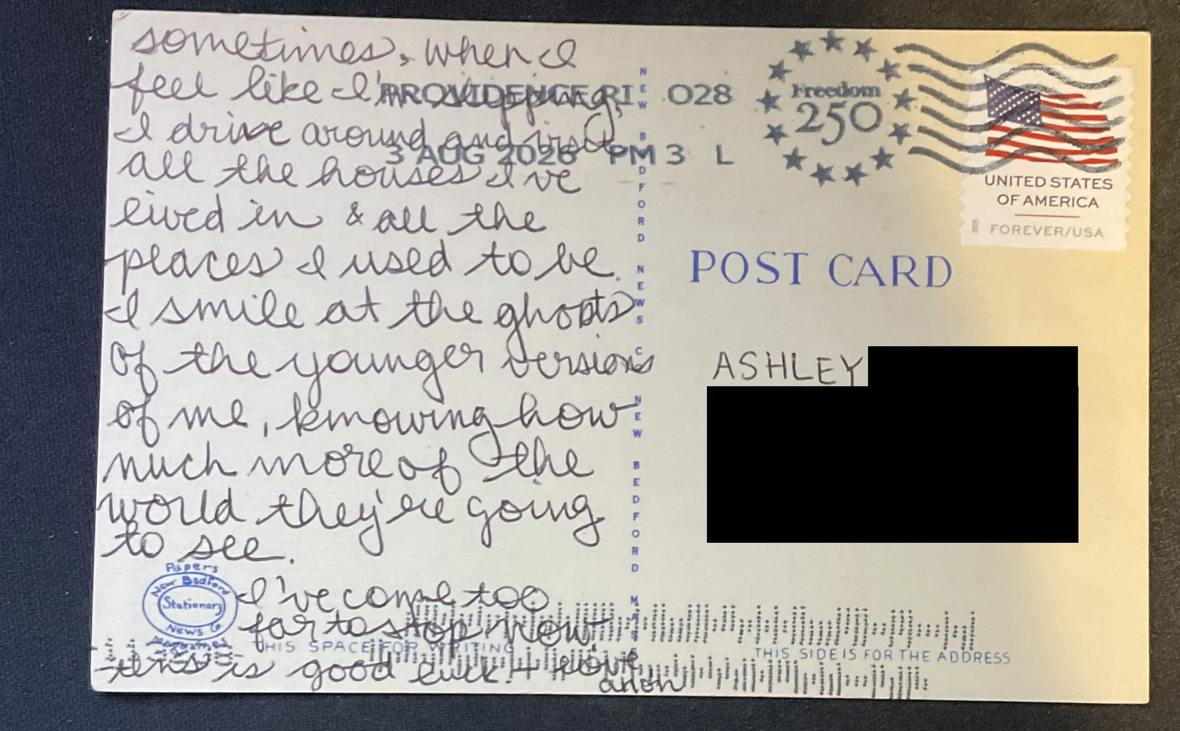 Reverse of postcard #74, recipient details redacted
