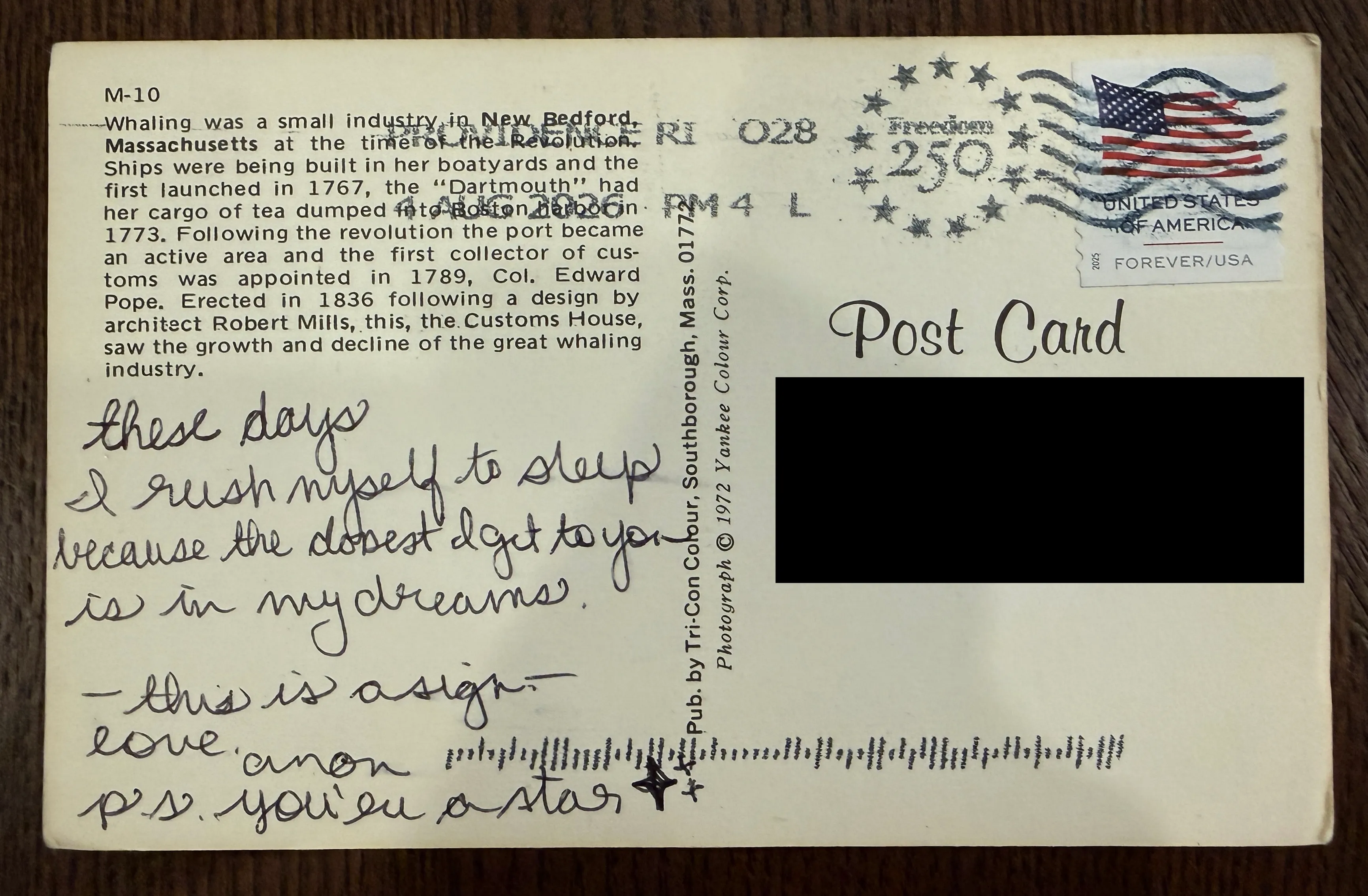 Reverse of postcard #76, recipient details redacted