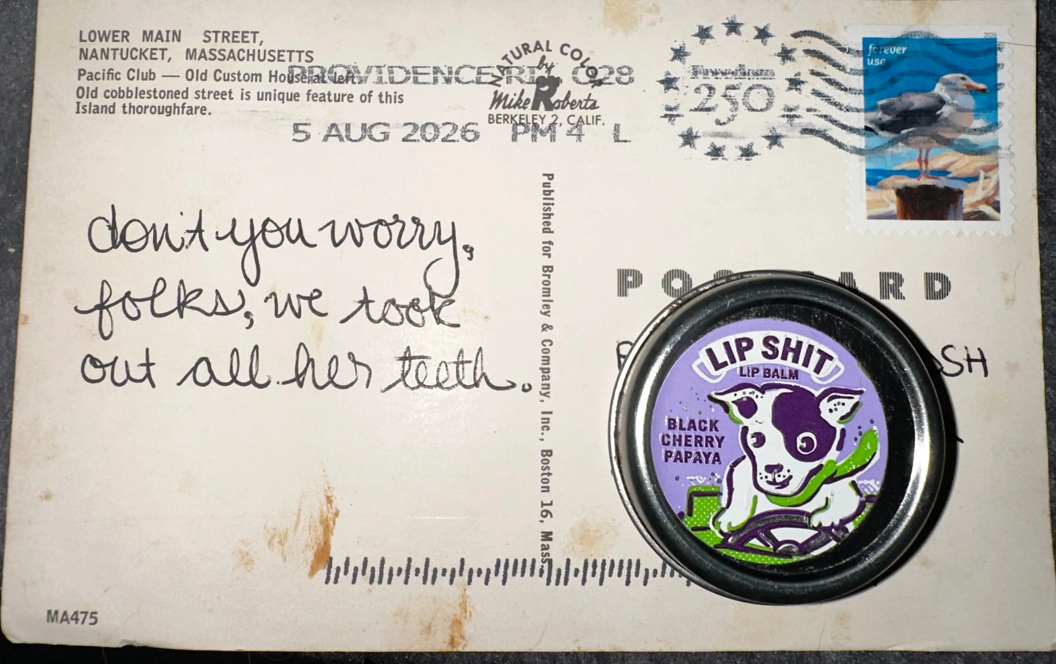 Reverse of postcard #85, recipient details redacted